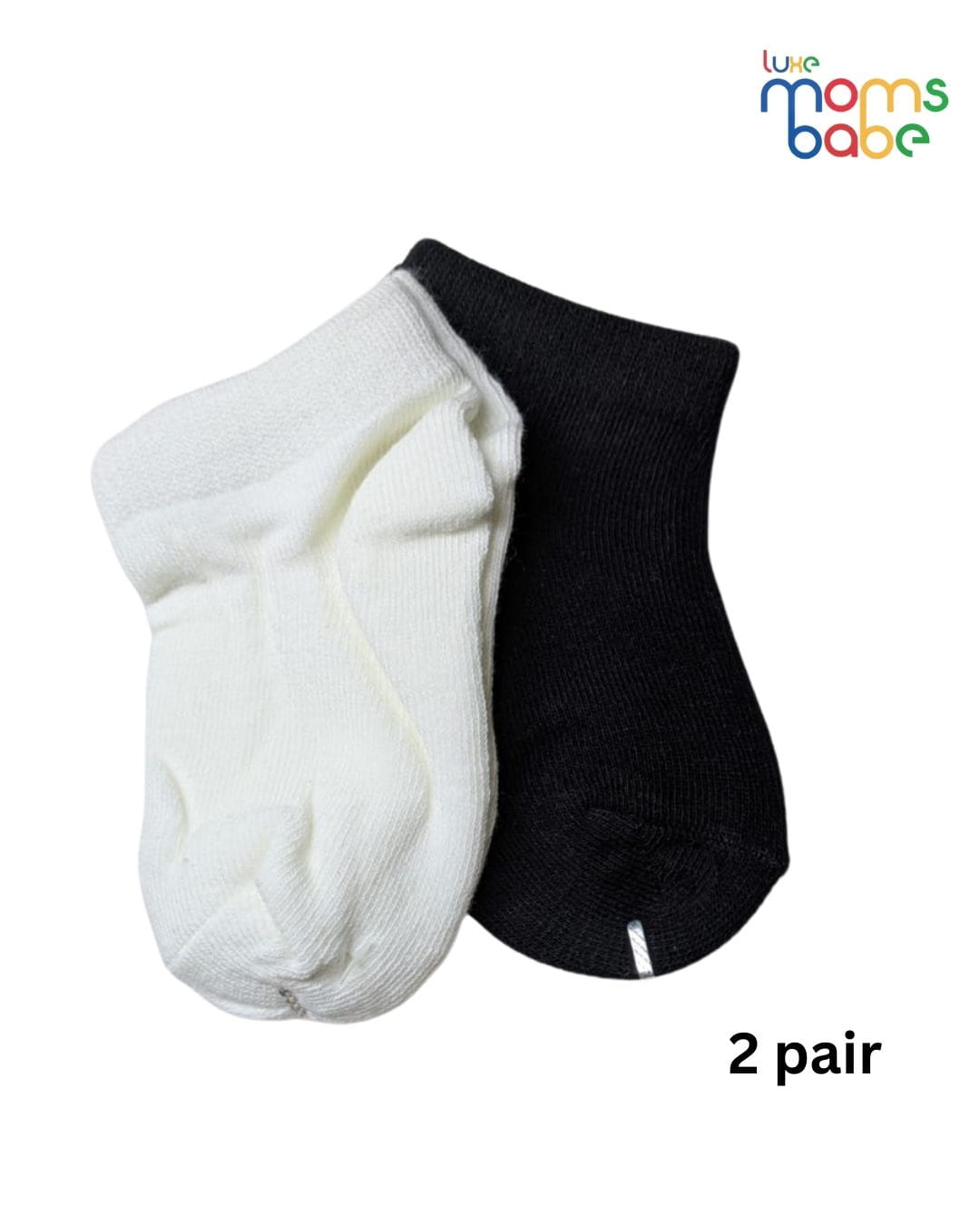 Baby Socks - Pack of 2 for Baby Girls ( 6 - 12 Months ) , Color - White & Black ,soft baby socks,