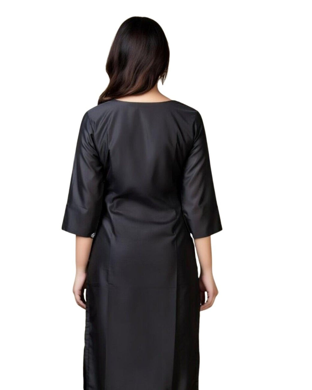 Women’s Black Satin Side-Open Kurta | Stylish Ethnic Fusion Wear