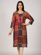 Multi Colour Patchwork Rayon Kurti Set