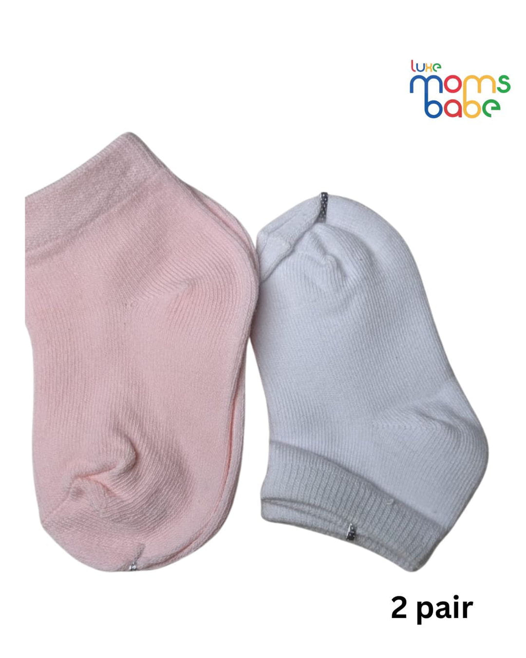 Baby Socks - Pack of 2 for Baby boys ( 6 - 12 Months ) Color -  Light Rose & White ,soft baby socks,