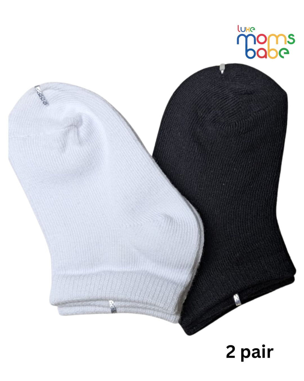Baby Socks - Pack of 2 for Baby boys ( 6 - 12 Months ) Color  - White & Black ,cotton baby socks,
