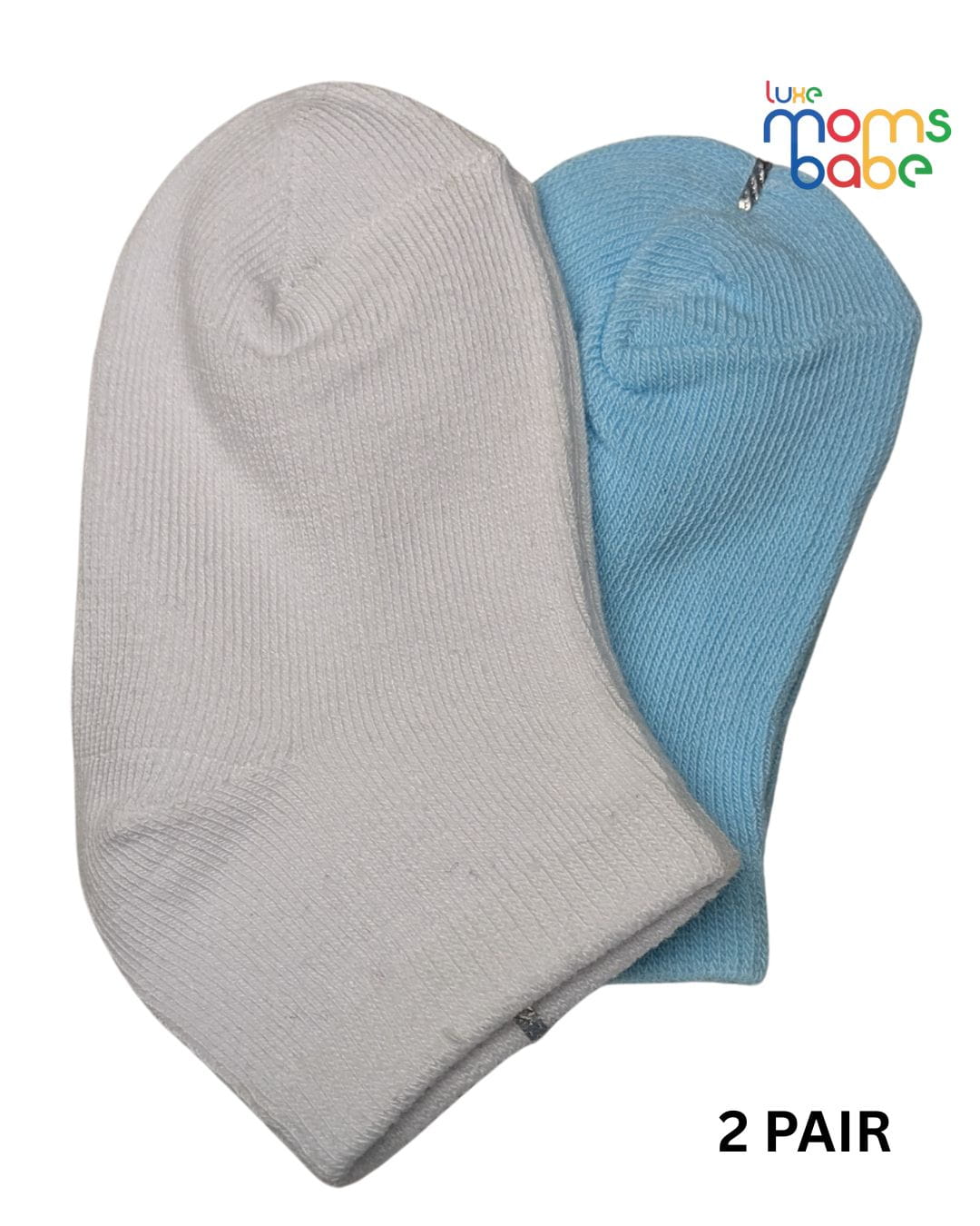 Baby Socks - Pack of 2 for Baby boys ( 6 - 12 Months ) Color - Light Blue & White ,baby footwear,
