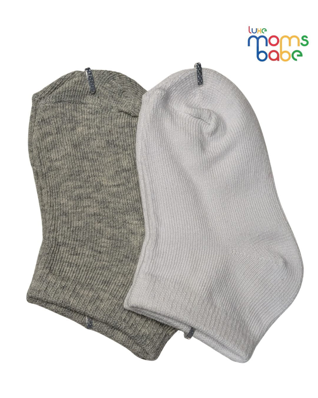 Baby Socks - Pack of 2 for Baby boys ( 6 - 12 Months ) Color - Gray & White ,baby cotton socks