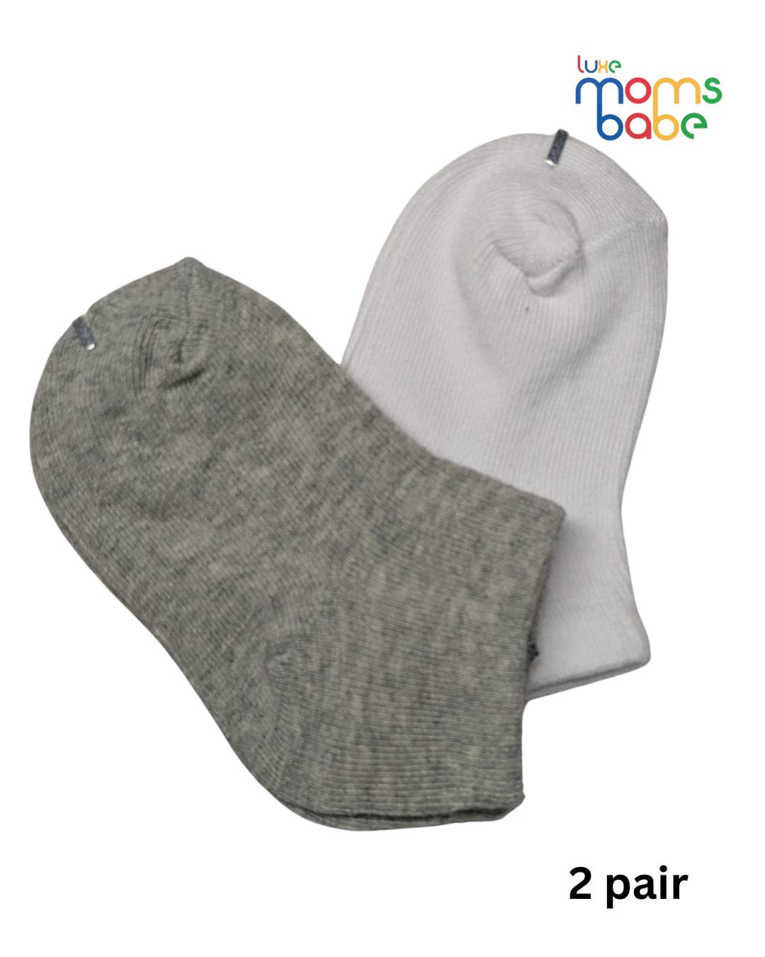 Baby Socks - Pack of 2 for Baby boys ( 6 - 12 Months ) Color - Gray & White ,baby cotton socks