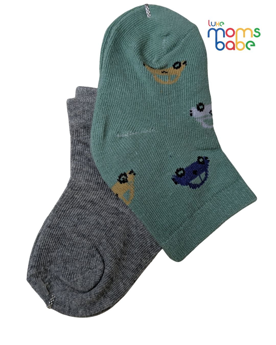Baby Socks - Pack of 2 for Baby boys ( 6 - 12 Months ) Color - Green & Gray ,socks for babies,
