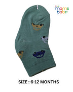 Baby Socks - Pack of 2 for Baby boys ( 6 - 12 Months ) Color - Green & Gray ,socks for babies,