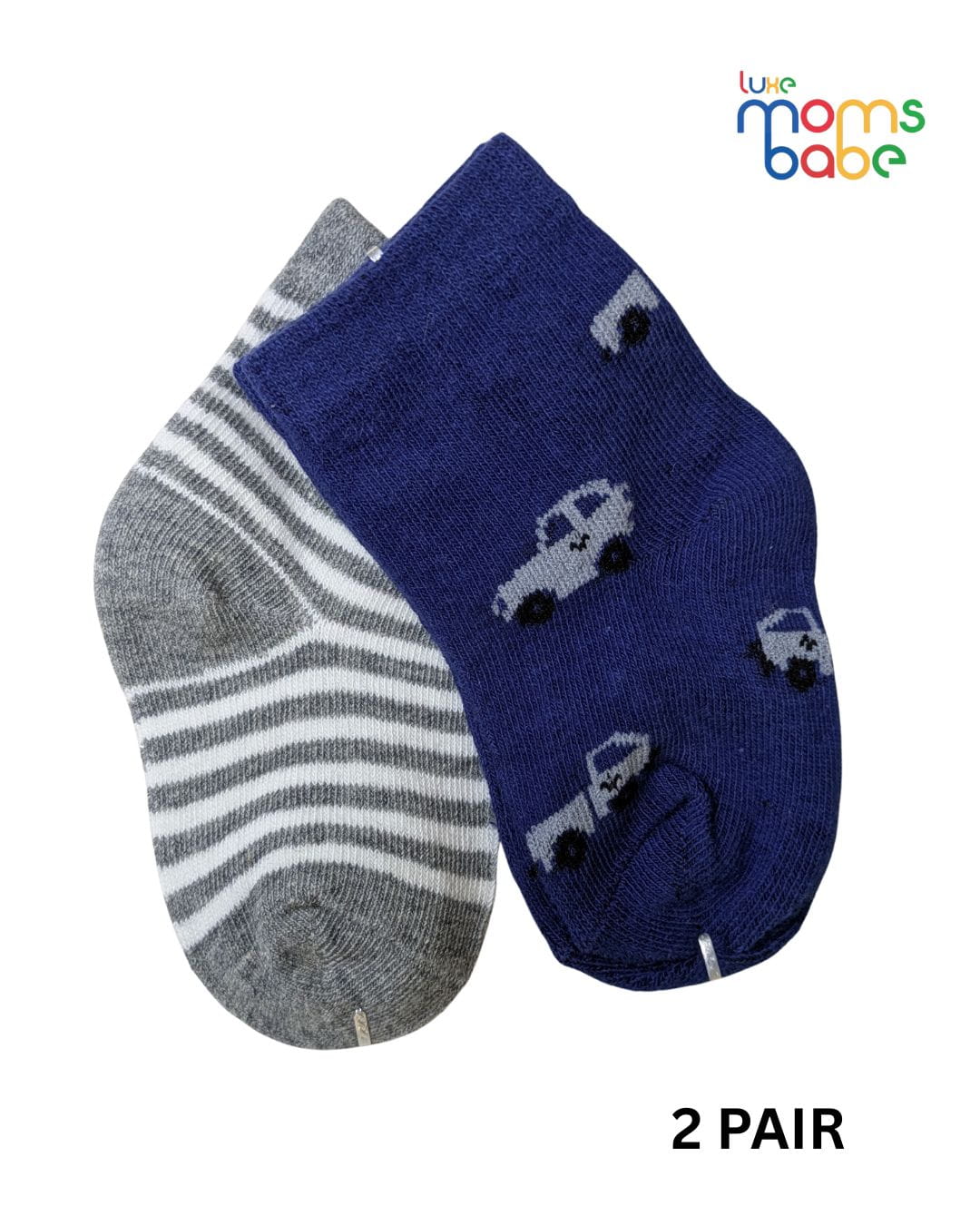 Baby Socks - Pack of 2 for Baby boys ( 6 - 12 Months ) Color -  Navy Blue & Gray ,cotton baby socks,