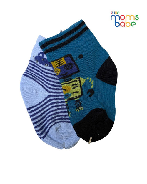 Baby Socks - Pack of 2 for Baby boys ( 6 - 12 Months ) Color - Light Blue & Dark Blue, soft baby socks,
