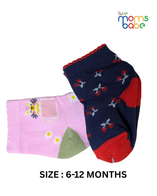 Baby Socks - Pack of 2 for Baby Girls ( 6 - 12 Months ) , Color - Light Pink & Navy Blue ,soft baby socks,