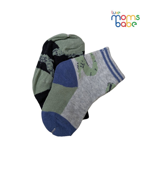 Baby Socks - Pack of 2 for Baby boys ( 6 - 12 Months ) Color - Green & Gray , cotton baby socks
