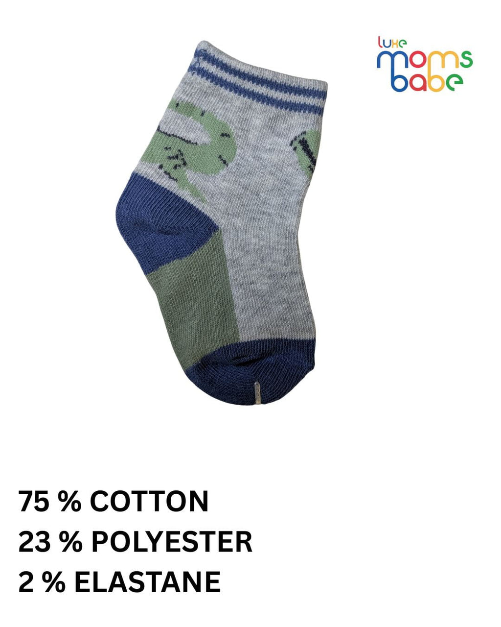 Baby Socks - Pack of 2 for Baby boys ( 6 - 12 Months ) Color - Green & Gray , cotton baby socks