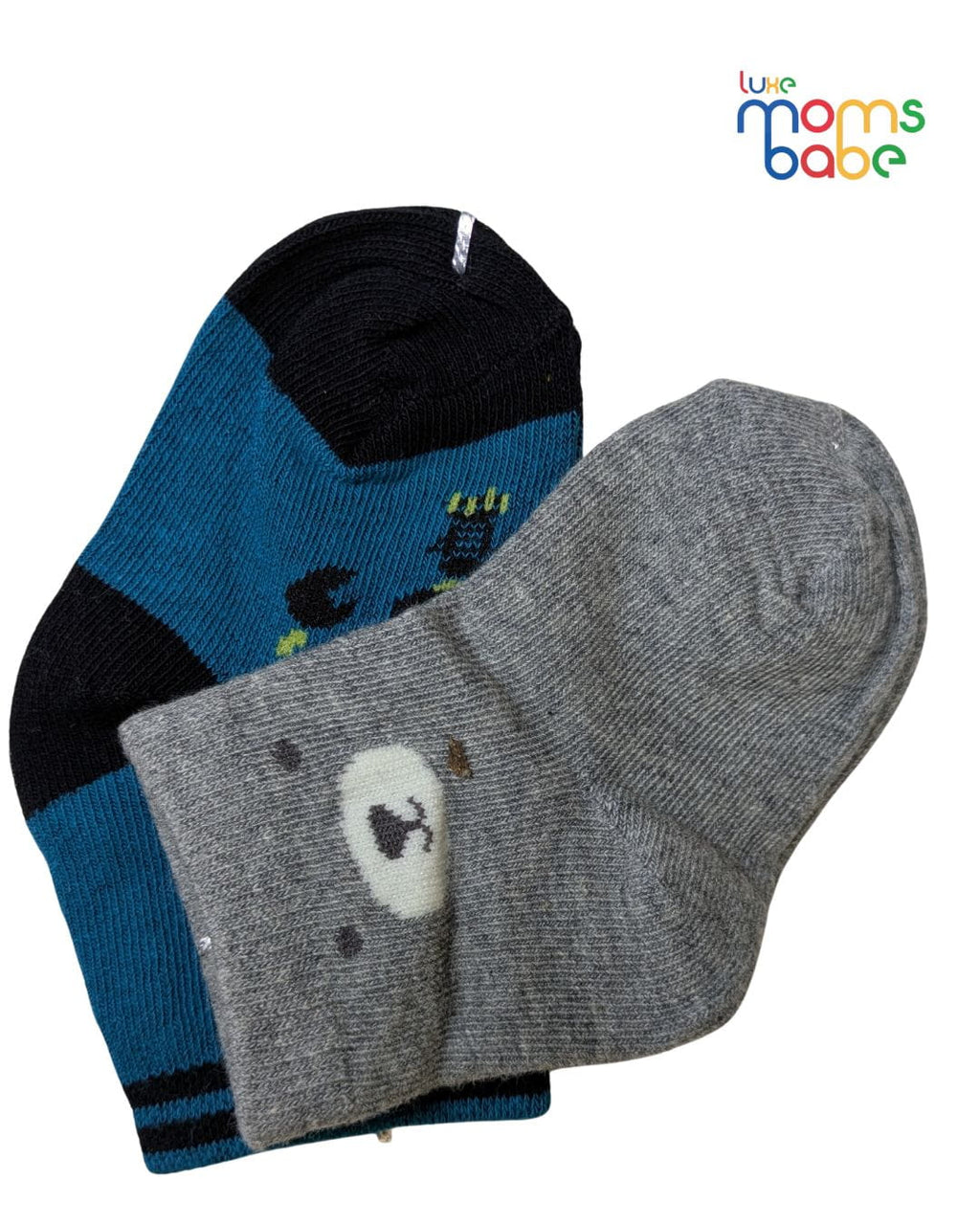 Baby Socks - Pack of 2 for Baby boys ( 6 - 12 Months ) Color -  Gray & Navy Blue , cotton baby socks