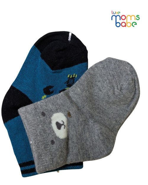 Baby Socks - Pack of 2 for Baby boys ( 6 - 12 Months ) Color -  Gray & Navy Blue , cotton baby socks