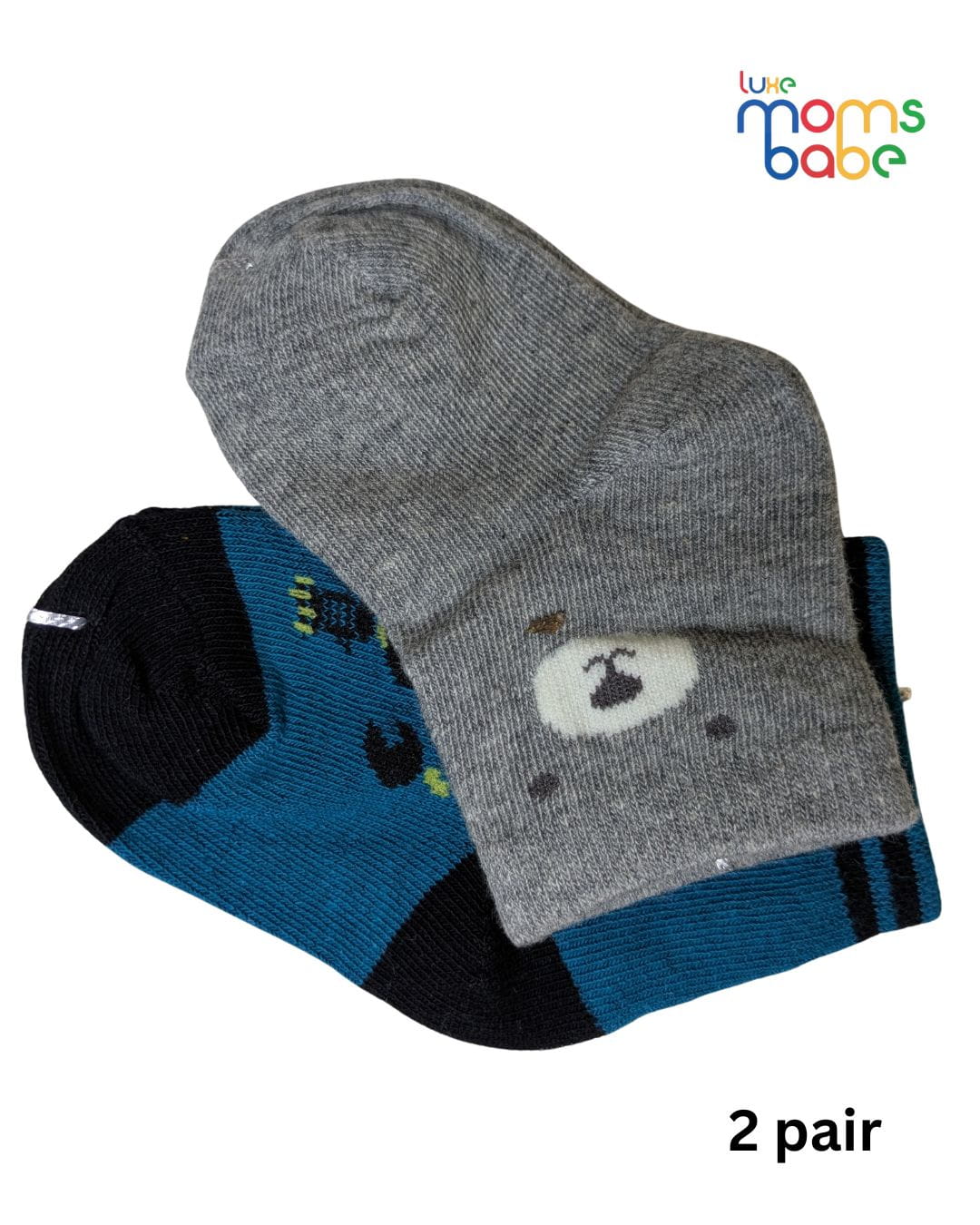 Baby Socks - Pack of 2 for Baby boys ( 6 - 12 Months ) Color -  Gray & Navy Blue , cotton baby socks