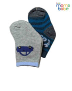 Baby Socks - Pack of 2 for Baby boys ( 6-12 Months ) Grey&Dark blue