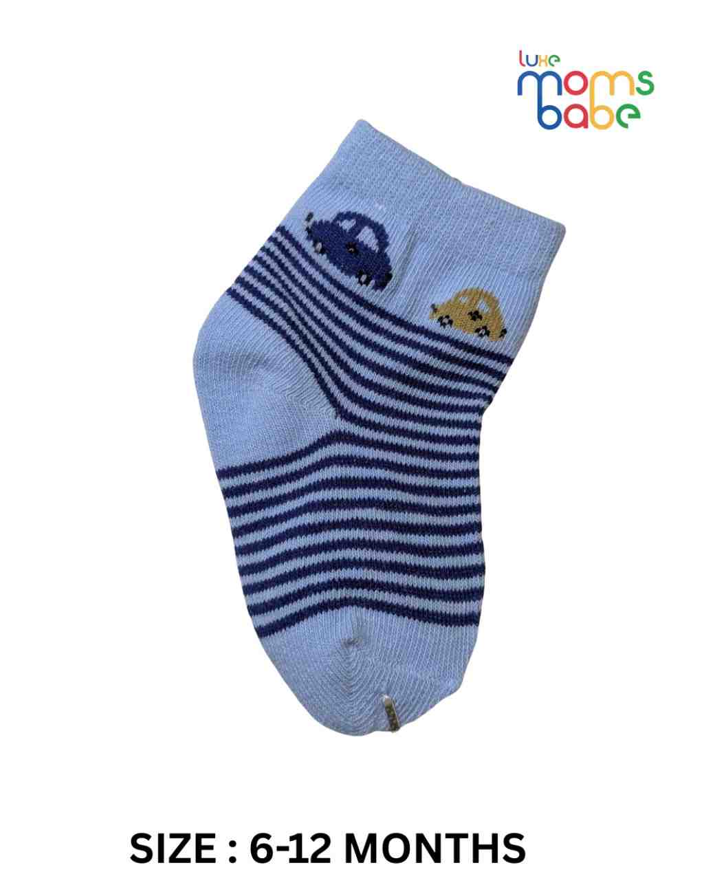 Baby Socks  - Pack of 2  for Baby boys ( 6-12)Months ,Light Blue&Grey,soft baby socks, newborn socks, baby socks pack of 2, light blue grey baby socks