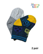 Baby Socks - Pack of 2 for Baby boys ( 6-12 Months )-grey, navy blue, and yellow,aby socks, baby boy socks, infant socks 6–12 months, cotton baby socks