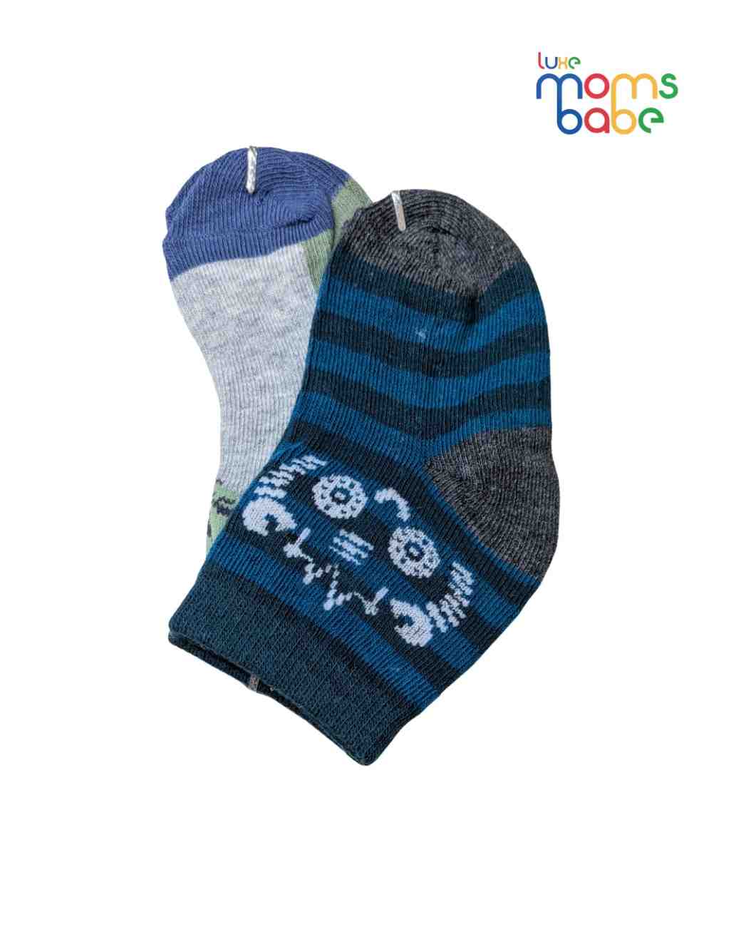 Baby Socks - Pack of 2 for Baby girls( 6-12 Months )-dark blue, grey, and black,baby socks, baby girl socks, infant socks 6–12 months, cotton baby socks