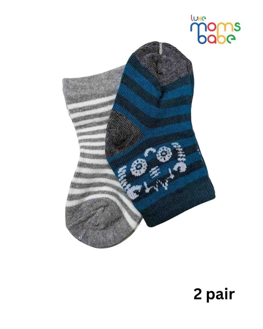 Baby Socks  - Pack of 2  for Baby girls ( 6-12 Months )- grey, white, blue, and teal,baby socks for girls, infant socks 6-12 months, cotton baby socks