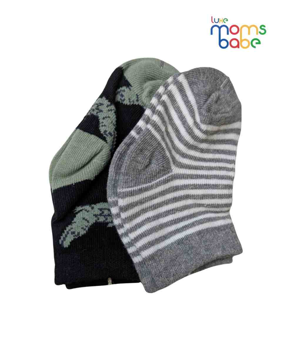 Baby Socks - Pack of 2 for Baby boys ( 6 - 12 Months ) - black and sage green, and grey and white,baby socks for boys, infant socks 6-12 months