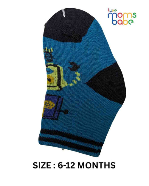Baby Socks - Pack of 2 for Baby boys ( 6 - 12 Months ) -blue, black, and gray,soft baby socks, boys socks pack of 2, breathable baby socks