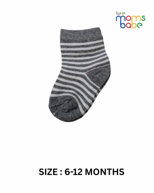 Baby Socks - Pack of 2 for Baby girls( 6-12 Months )-Blue,Black&Grey,cotton baby socks, soft baby socks, girls socks pack of 2, breathable baby socks