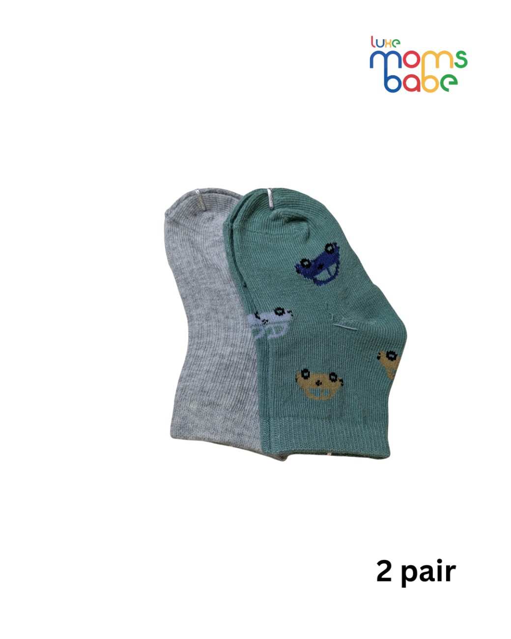 Baby Socks - Pack of 2 for Baby Boys ( 6 - 12 Months )-Blue&Grey,cotton baby socks, soft baby socks, baby socks pack of 2, baby socks 6–12 months