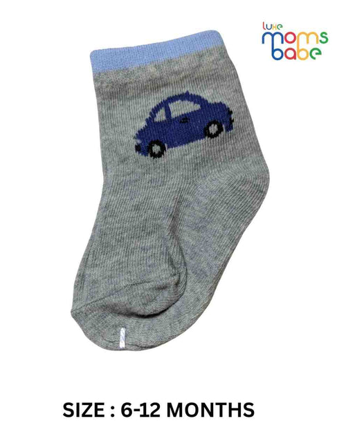 Baby Socks - Pack of 2 for Baby boys ( 6 - 12 Months ) -Light gray&Blue,cotton baby socks, soft baby socks, baby socks pack of 2, baby socks 6–12 months
