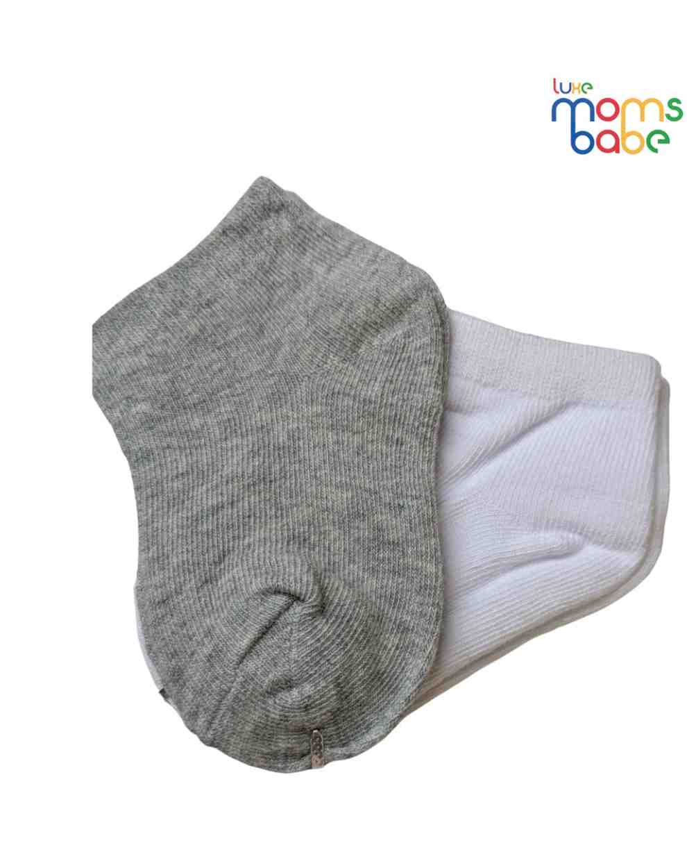 Baby Socks - Pack of 2 for Baby boys ( 6 - 12 Months ).Light Greey&White,cotton baby socks, soft baby socks, baby socks pack of 2, baby socks 6–12 months