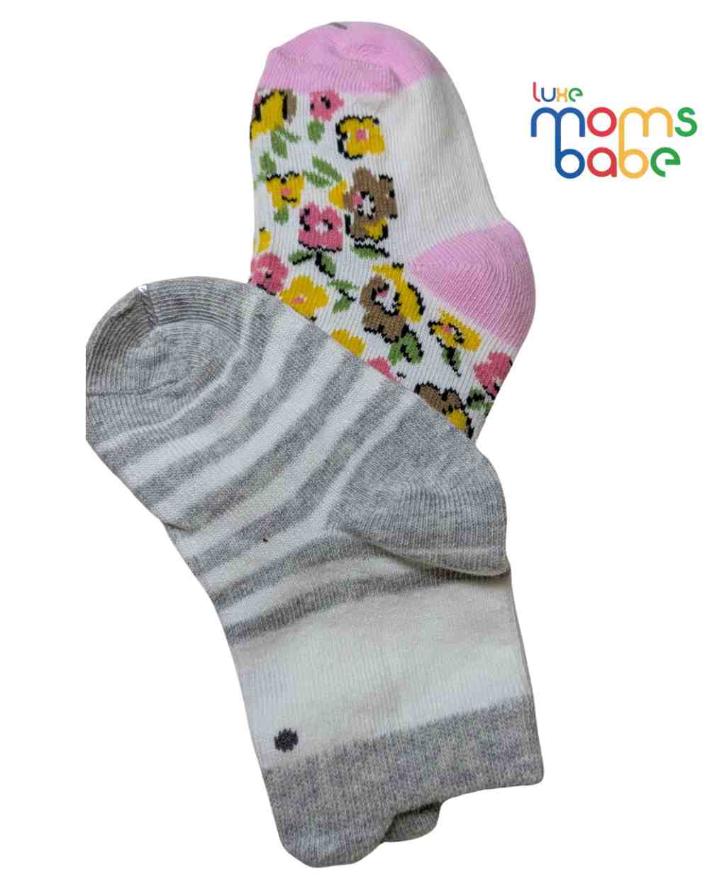 Baby Socks - Pack of 2 for Baby girls ( 6 - 12 Months )-multi colour,soft cotton socks, cozy baby socks, everyday baby socks, breathable baby socks, gentle baby