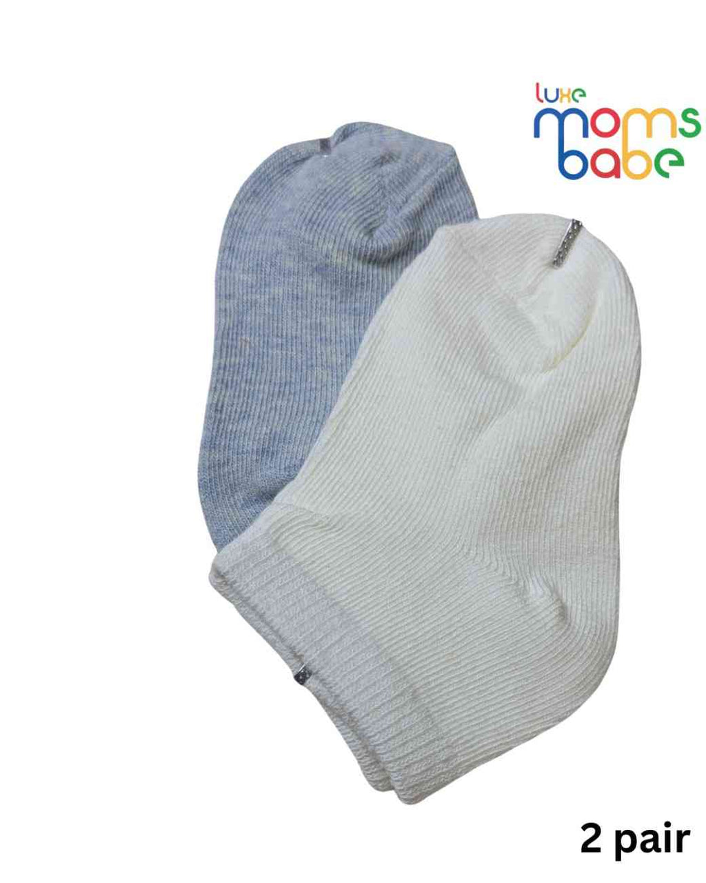 Baby Socks - Pack of 2 for Baby boys ( 6 - 12 Months )-Blue&White,soft cotton socks, cozy baby socks, everyday baby socks, blue and white baby socks