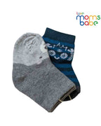 Baby Socks - Pack of 2 for Baby boys ( 6 - 12 Months ) -Grey&Blue,newborn socks, toddler socks, soft cotton socks, cozy baby socks, everyday baby socks