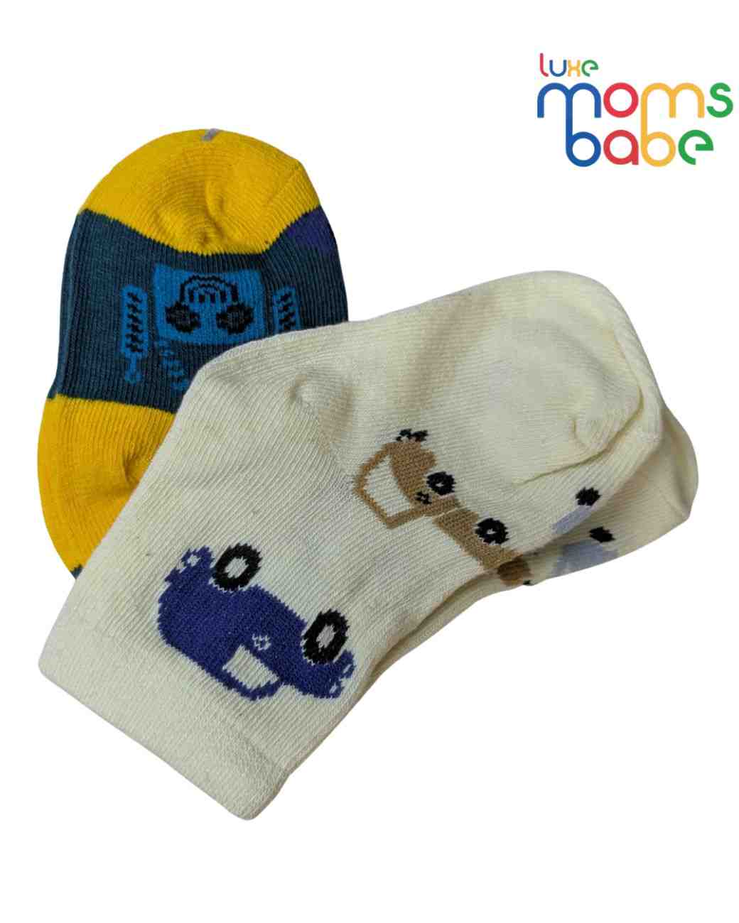 Baby Socks - Pack of 2 for Baby boys ( 6 - 12 Months ) -Multi colour,, soft cotton socks, cozy baby socks, everyday baby socks, multi colour baby socks