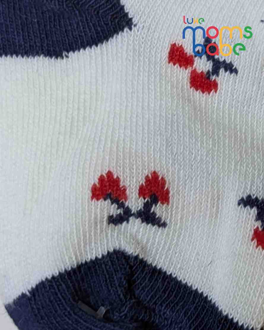 Baby Socks - Pack of 2 for Baby boys ( 6 - 12 Months )-Dark blue,White&Red,cotton baby socks, soft baby socks, dark blue baby socks, white baby socks, red baby