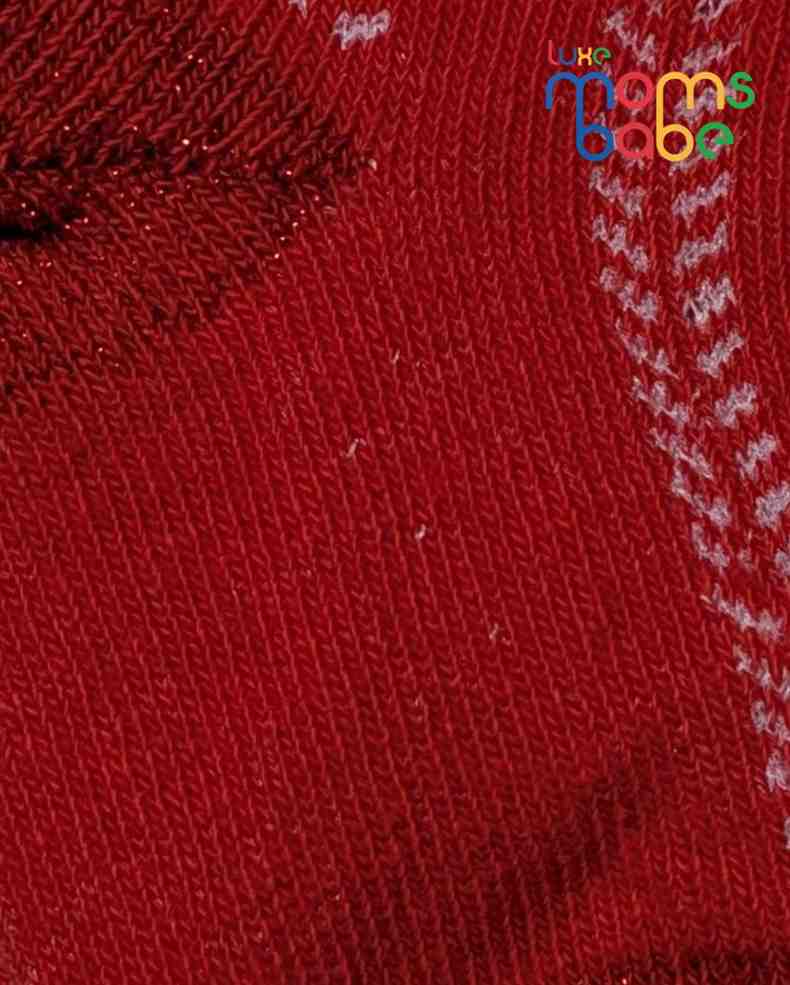 Baby Socks - Pack of 2 for Baby boys ( 6 - 12 Months )-Red,Grey&Pink,cotton baby socks, soft baby socks, red baby socks, grey baby socks, pink baby socks
