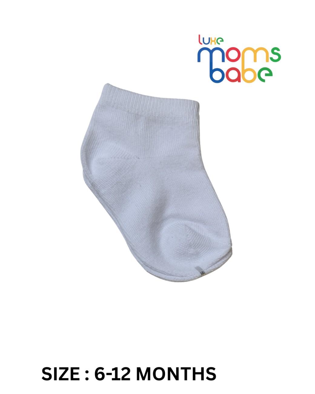 Baby Socks - Pack of 2 for Baby boys ( 6 - 12 Months ) -White,cotton baby socks, soft baby socks, white baby socks, baby socks pack of 2, daily wear baby socks