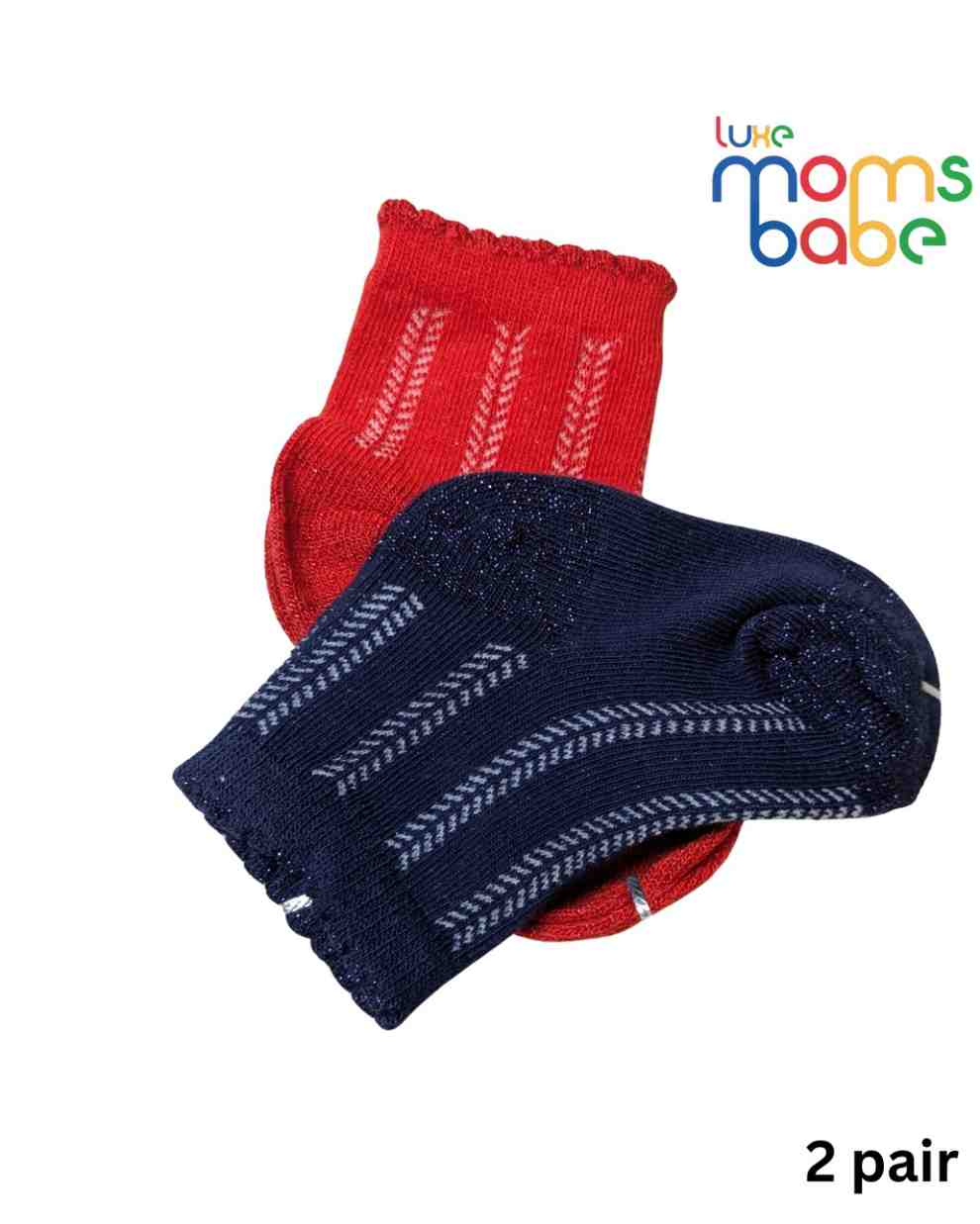 Baby Socks - Pack of 2 for Baby boys ( 6 - 12 Months )-Red&Blue,cotton baby socks, red blue baby socks, soft baby socks, baby socks 6–12 months, kids socks