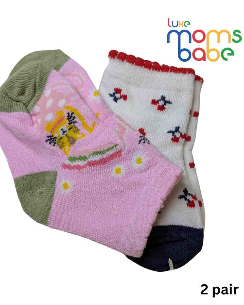 Baby Socks - Pack of 2 for Baby boys ( 6 - 12 Months )-Multi colour,soft baby socks, multi colour baby socks, baby socks 6–12 months, newborn socks, kids socks