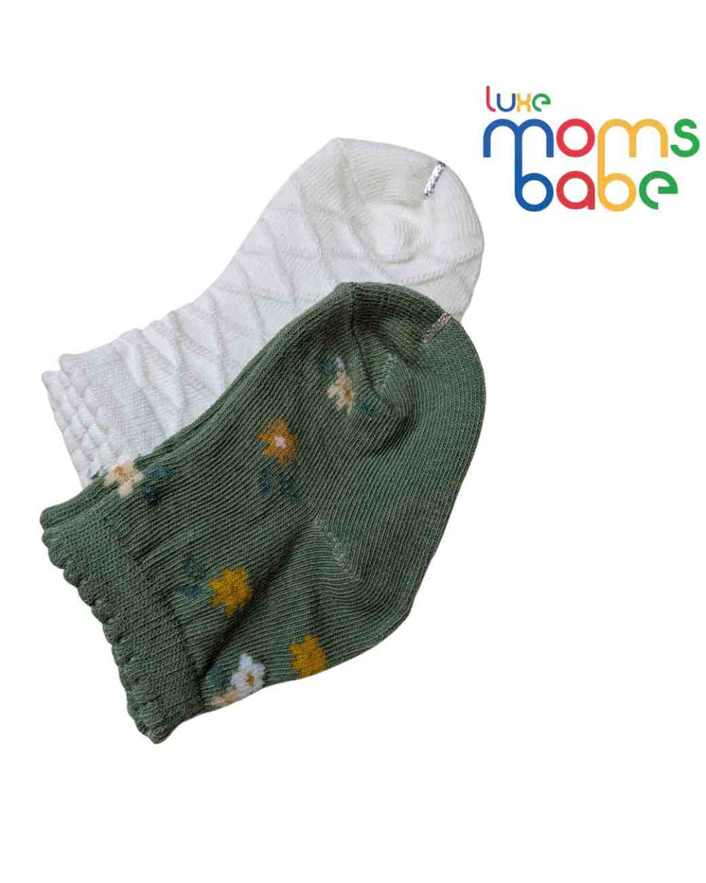 Baby Socks - Pack of 2 for Baby boys ( 6 - 12 Months )Grey&White,cotton baby socks, grey white baby socks, soft baby socks, baby socks 6–12 month