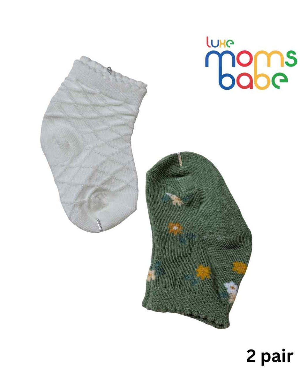 Baby Socks - Pack of 2 for Baby boys ( 6 - 12 Months )Grey&White,cotton baby socks, grey white baby socks, soft baby socks, baby socks 6–12 month