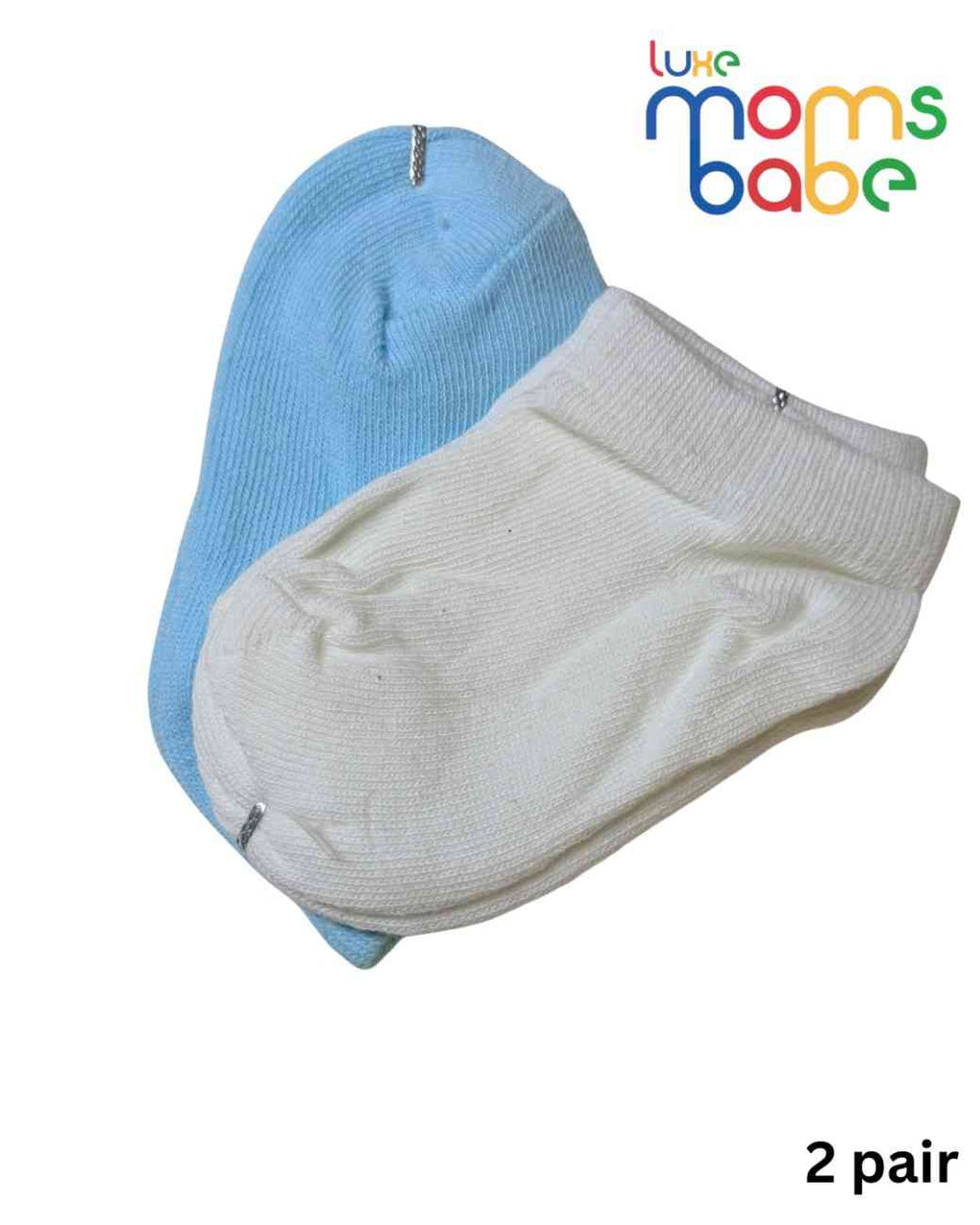 Baby Socks - Pack of 2 for Baby boys ( 6 - 12 Months )-Blu&White,cotton baby socks, blue white baby socks, soft baby socks, baby socks 6–12 months, newborn sock