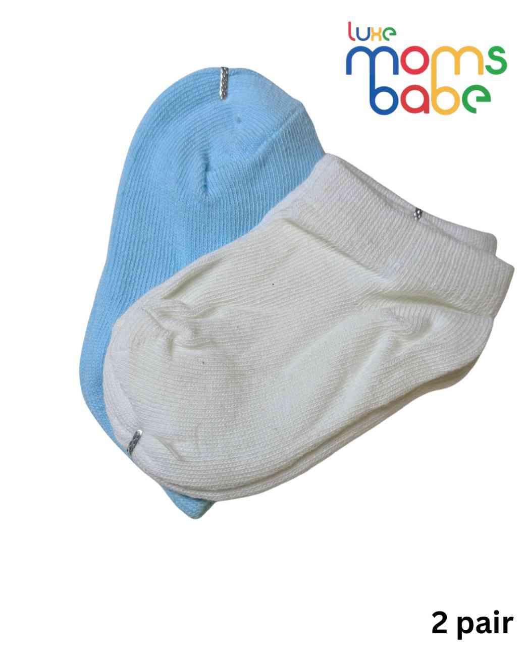 Baby Socks - Pack of 2 for Baby boys ( 6 - 12 Months )-Blu&White,cotton baby socks, blue white baby socks, soft baby socks, baby socks 6–12 months, newborn sock