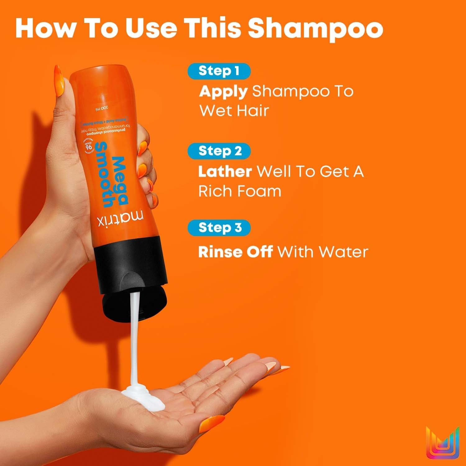 Matrix Mega Smooth Professional Shampoo with Shea Butter & Amino Acids, for Frizzy Hair | Max Smoothness for 4 Days | Used by 1 Lakh Hairstylists*| For All Hair