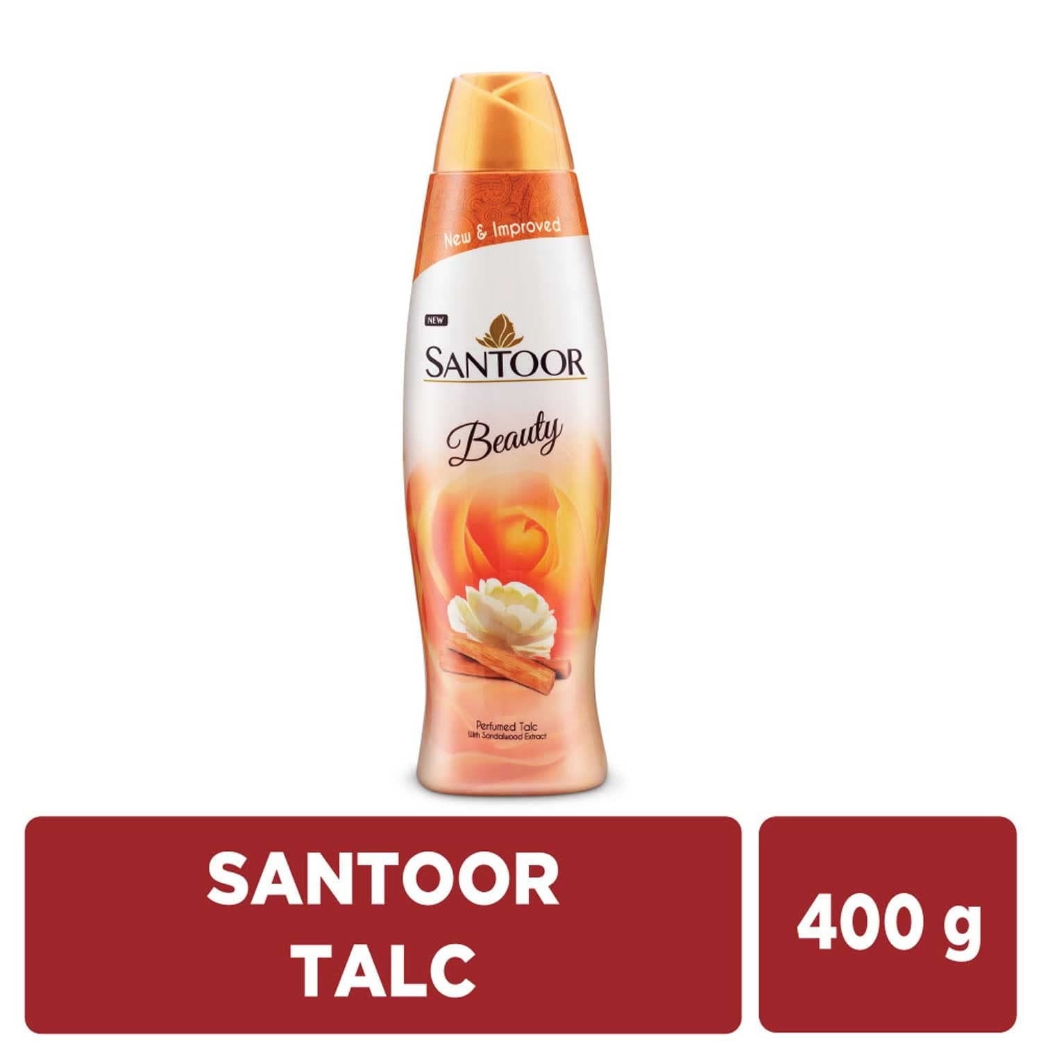 Santoor Beauty Talc with Sandalwood Extracts| Sandal, Rose, Musk & Geranium Mint Fragrance ,Herbal Beauty Talc , Cooling Talcum Powder,Long Lasting Fragrance,