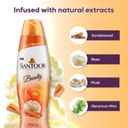 Santoor Beauty Talc with Sandalwood Extracts| Sandal, Rose, Musk & Geranium Mint Fragrance ,Herbal Beauty Talc , Cooling Talcum Powder,Long Lasting Fragrance,