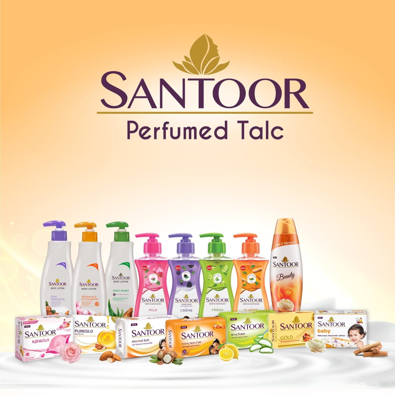 Santoor Beauty Talc with Sandalwood Extracts| Sandal, Rose, Musk & Geranium Mint Fragrance ,Herbal Beauty Talc , Cooling Talcum Powder,Long Lasting Fragrance,