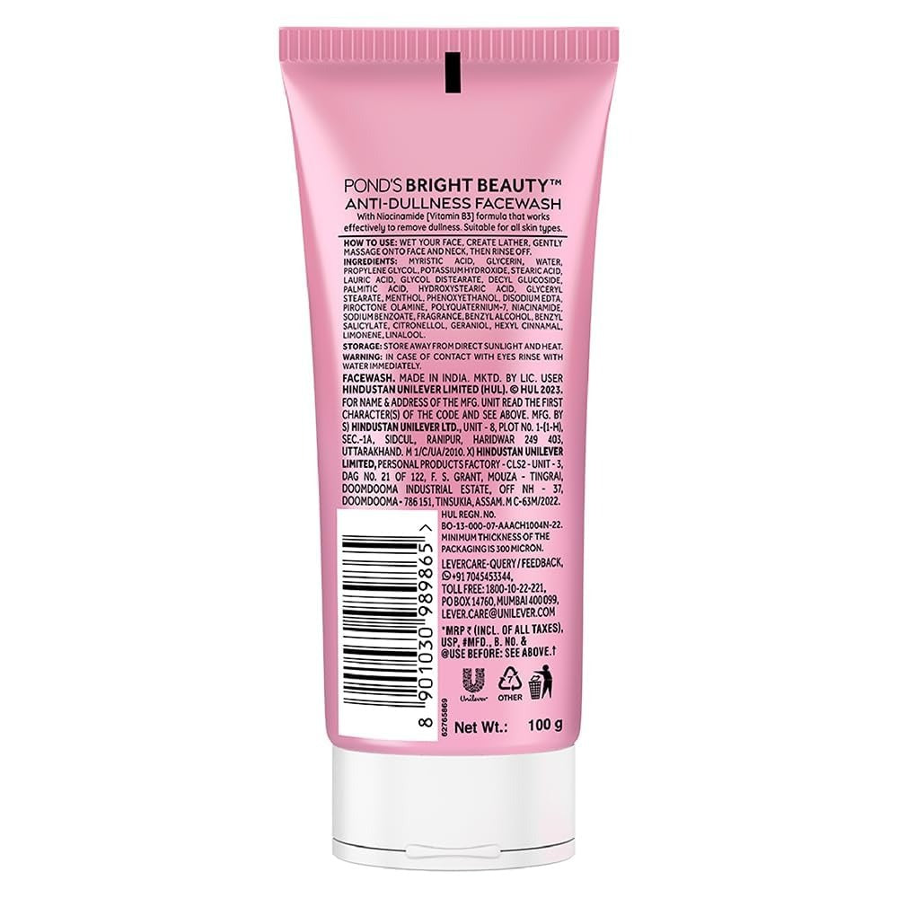 POND'S Bright Beauty Spot-less Fairness & Germ Removal Facewash 100 g,Ponds Bright Beauty face wash, Ponds spot-less face wash, fairness face wash