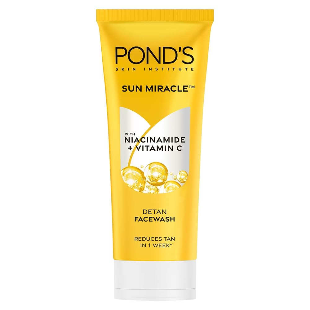 Pond's Detan Face Wash for Tan Removal in Just 7 Days | Contains Vitamin C and Niacinamide | Facewash for All Skin Types, 100gm,Ponds detan face wash