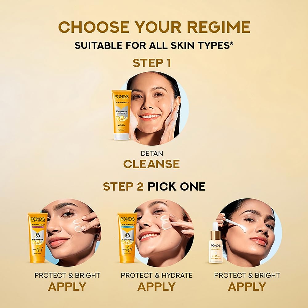 Pond's Detan Face Wash for Tan Removal in Just 7 Days | Contains Vitamin C and Niacinamide | Facewash for All Skin Types, 100gm,Ponds detan face wash