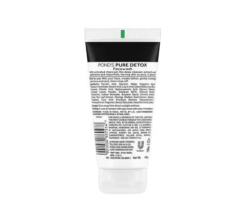 POND'S Pure Detox, Facewash, 150G, For Fresh, Glowing Skin, With Activated Charcoal, Daily Exfoliating & Brightening Cleanser, Pollution Clear Face Wash